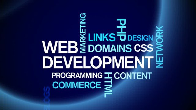 4k Web Development Animated Tag Word Cloud;Text Design Animation;Kinetic Typography.