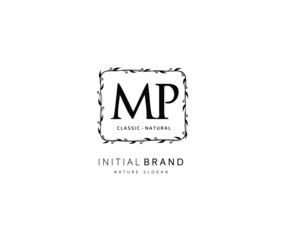 M P MP Beauty vector initial logo, handwriting logo of initial signature, wedding, fashion, jewerly, boutique, floral and botanical with creative template for any company or business.
