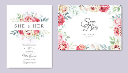 Fototapeta na wymiar wedding invitation dan greeting card with beautiful floral 