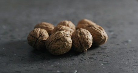 inshell walnuts on terrazzo countertop