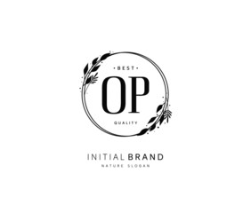 O P OP Beauty vector initial logo, handwriting logo of initial signature, wedding, fashion, jewerly, boutique, floral and botanical with creative template for any company or business.