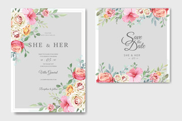 wedding invitation dan greeting card with beautiful floral 