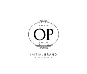 O P OP Beauty vector initial logo, handwriting logo of initial signature, wedding, fashion, jewerly, boutique, floral and botanical with creative template for any company or business.