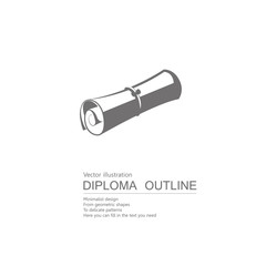 Vector drawn diploma. Isolated on white background.