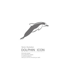 Vector drawn dolphin. Isolated on white background.