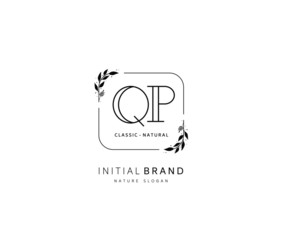Q P QP Beauty vector initial logo, handwriting logo of initial signature, wedding, fashion, jewerly, boutique, floral and botanical with creative template for any company or business.