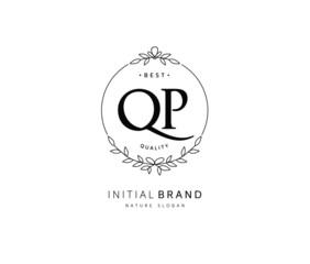 Q P QP Beauty vector initial logo, handwriting logo of initial signature, wedding, fashion, jewerly, boutique, floral and botanical with creative template for any company or business.