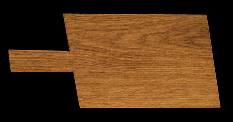 oak cutting board isolated on black