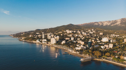 Fototapeta na wymiar embankment in yalta panorama