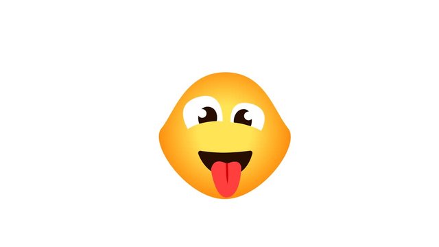 Face with tongue. animated emoji with tongue. Alpha channel looped