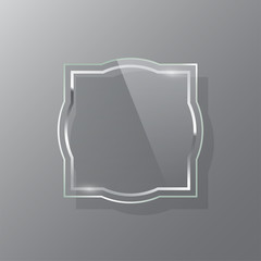 Silver square decorative glass frame realistic vector mockup