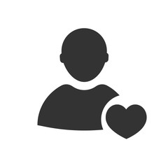 Like Person User Icon Vector, Man With Heart Illustration