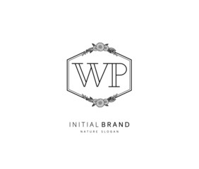 W P WP Beauty vector initial logo, handwriting logo of initial signature, wedding, fashion, jewerly, boutique, floral and botanical with creative template for any company or business.