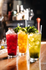 fresh fruits lemonade in the bar