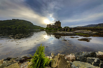 Fototapeta na wymiar Ancient Scottish medieval buildings and beautiful landscape of traditional nature.
