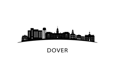Fototapeta premium Dover city skyline. Black cityscape isolated on white background. Vector banner.
