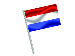 Luxembourg Waving national flag on metal flagpole, isolated on white background. original colors and proportion. Vector illustration, from countries flag set