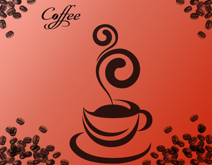 background with cup of coffee and cup of coffee