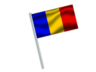  Chad Waving national flag on metal flagpole, isolated on white background. original colors and proportion. Vector illustration, from countries flag set