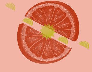 slices of orange and lime isolated on white