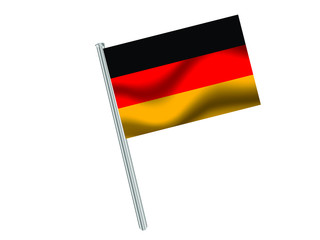 Germany Waving national flag on metall flagpole, isolated on white background. original colors and proportion. Vector illustration, from countries flag set