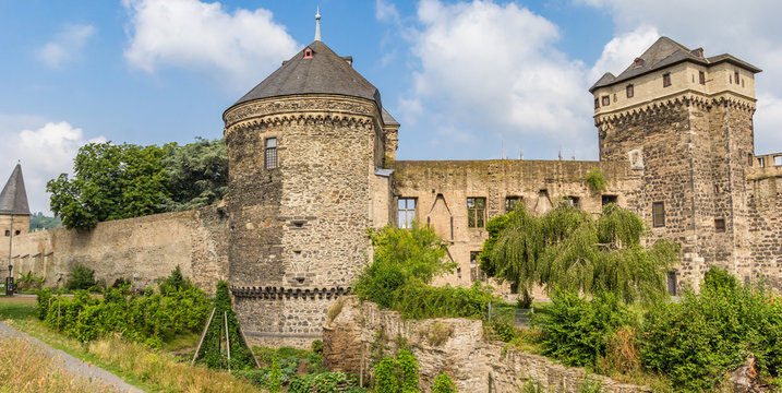 Panorama of the castle ruins in Andernach, Germany
