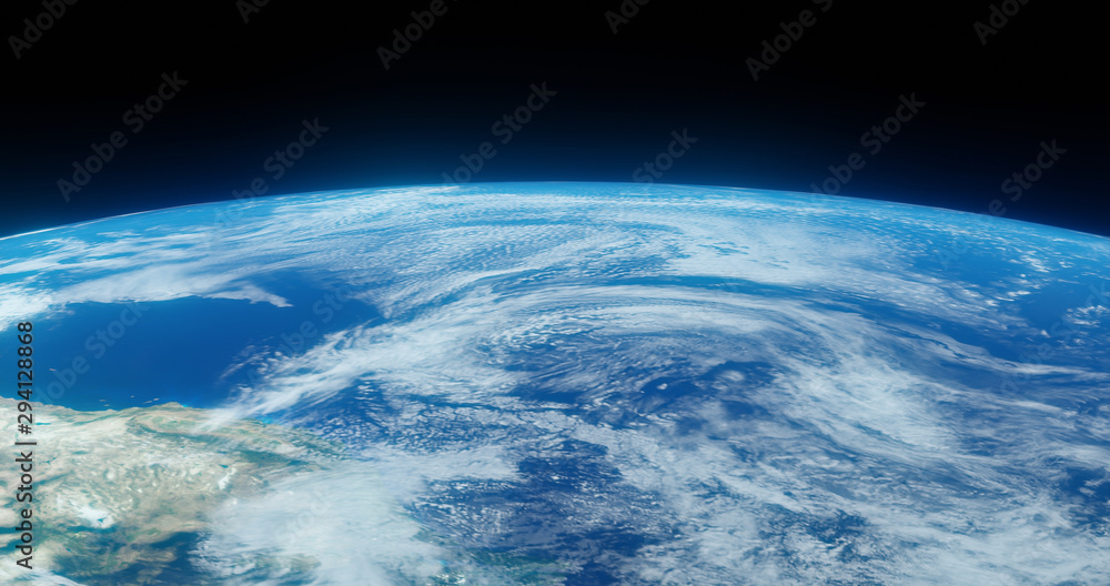Wall mural the earth globe from space. high resolution planet earth view. 3d realistic render illustration. ele