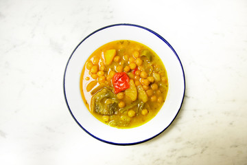 Spanish gastronomy Cocido de garbanzos 
