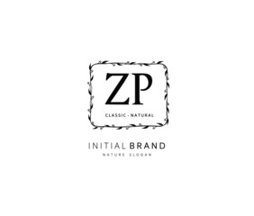 ZP Z P Beauty vector initial logo, handwriting logo of initial signature, wedding, fashion, jewerly, boutique, floral and botanical with creative template for any company or business.