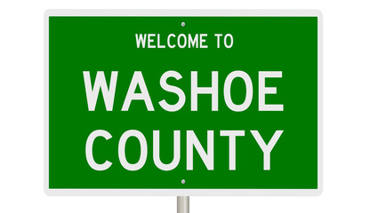 Rendering of a green 3d highway sign for Washoe County