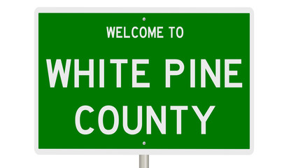 Rendering of a green 3d highway sign for White Pine County