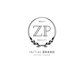 ZP Z P Beauty vector initial logo, handwriting logo of initial signature, wedding, fashion, jewerly, boutique, floral and botanical with creative template for any company or business.