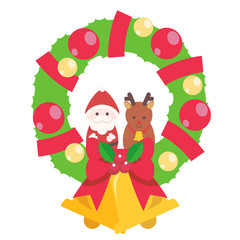 サンタとトナカイのクリスマスリース
