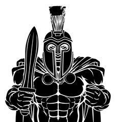 Fototapeta premium A Spartan or Trojan warrior cartoon sports mascot