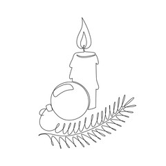 vector monochrome one line illustration dedicated to New Year theme.