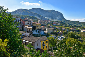 Panoramic view of a village in the mountains of southern Italy