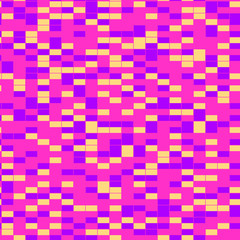 Seamless pattern with colorful random pixel noise tiles. Pop art aesthetics. 