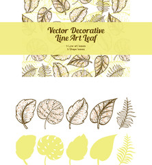 Decorative Leaf Line Art Vector