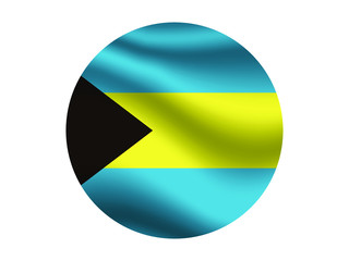 Bahamas Waving national flag with inside sticker round circke isolated on white background. original colors and proportion. Vector illustration, from countries flag set