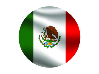 Mexico Waving national flag with inside sticker round circke isolated on white background. original colors and proportion. Vector illustration, from countries flag set