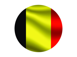 Fototapeta premium Belgium Waving national flag with inside sticker round circke isolated on white background. original colors and proportion. Vector illustration, from countries flag set