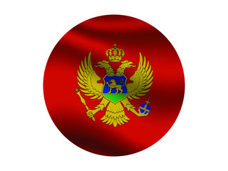 Montenegro Waving national flag with inside sticker round circke isolated on white background. original colors and proportion. Vector illustration, from countries flag set