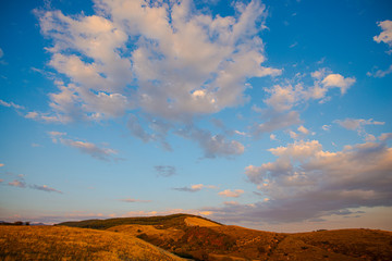 Sunset landscape in the october day