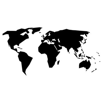 Roughly drawn black world map silhouette with sharp edges - Eps 10 vector and illustration