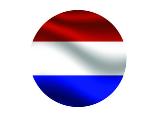 Netherlands Waving national flag with inside sticker round circke isolated on white background. original colors and proportion. Vector illustration, from countries flag set