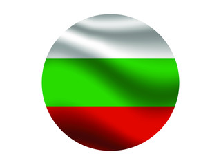 Bulgaria Waving national flag with inside sticker round circke isolated on white background. original colors and proportion. Vector illustration, from countries flag set