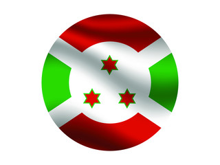 Burundi Waving national flag with inside sticker round circke isolated on white background. original colors and proportion. Vector illustration, from countries flag set
