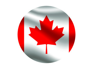 Obraz premium Canada Waving national flag with inside sticker round circke isolated on white background. original colors and proportion. Vector illustration, from countries flag set