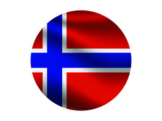 Norway Waving national flag with inside sticker round circke isolated on white background. original colors and proportion. Vector illustration, from countries flag set