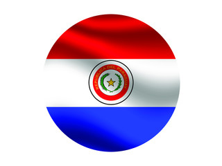 Obraz premium Paraguay Waving national flag with inside sticker round circke isolated on white background. original colors and proportion. Vector illustration, from countries flag set